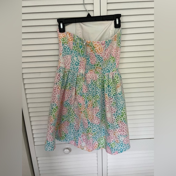 Lilly Pulitzer - Multicolored Lace Overlay Strapless Dress - Size 0 - Picture 4 of 5